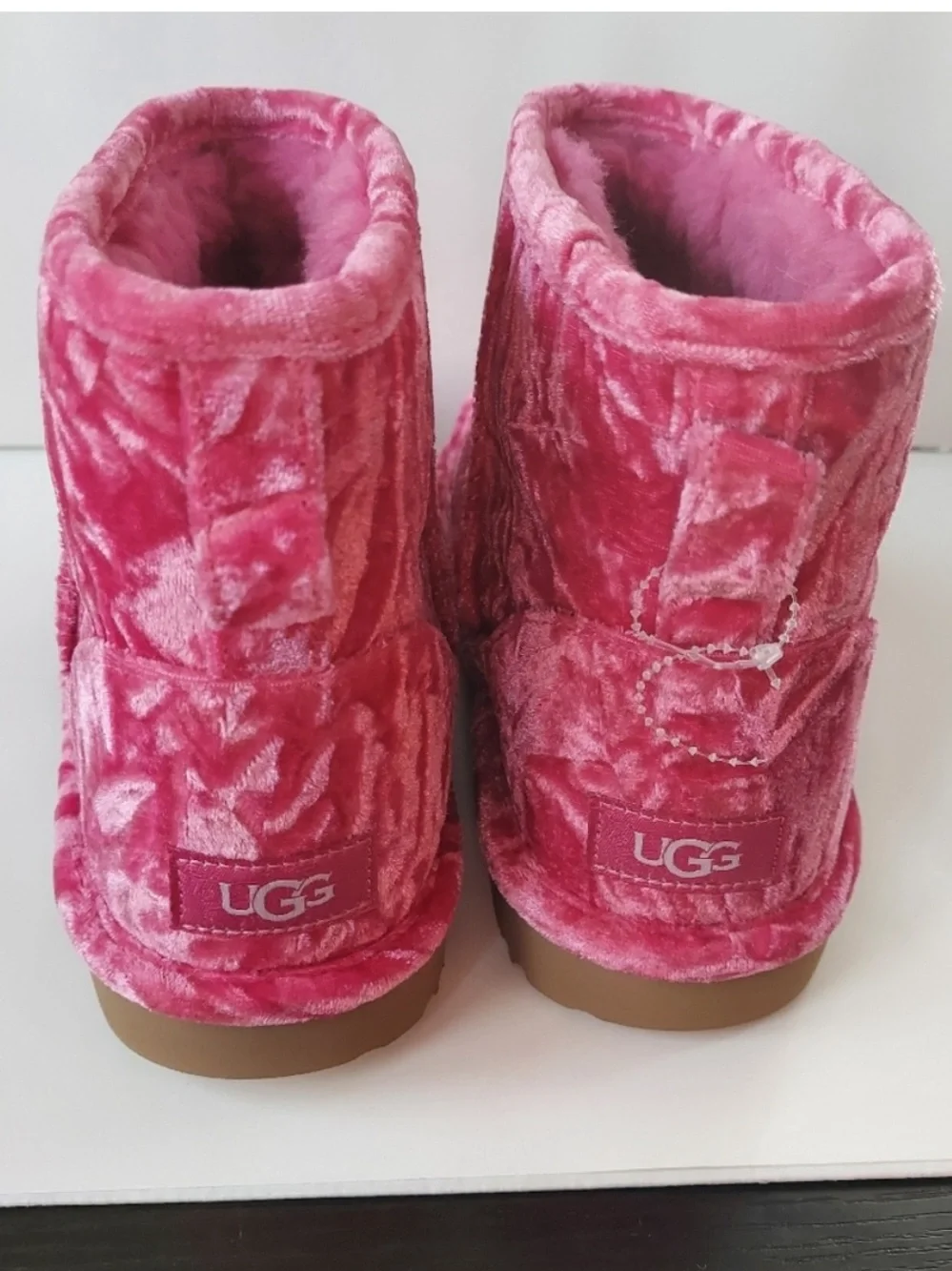 NWOT UGG Classic Mini I| Velvet boots girl's hot pink winter pull on boots Sz 13